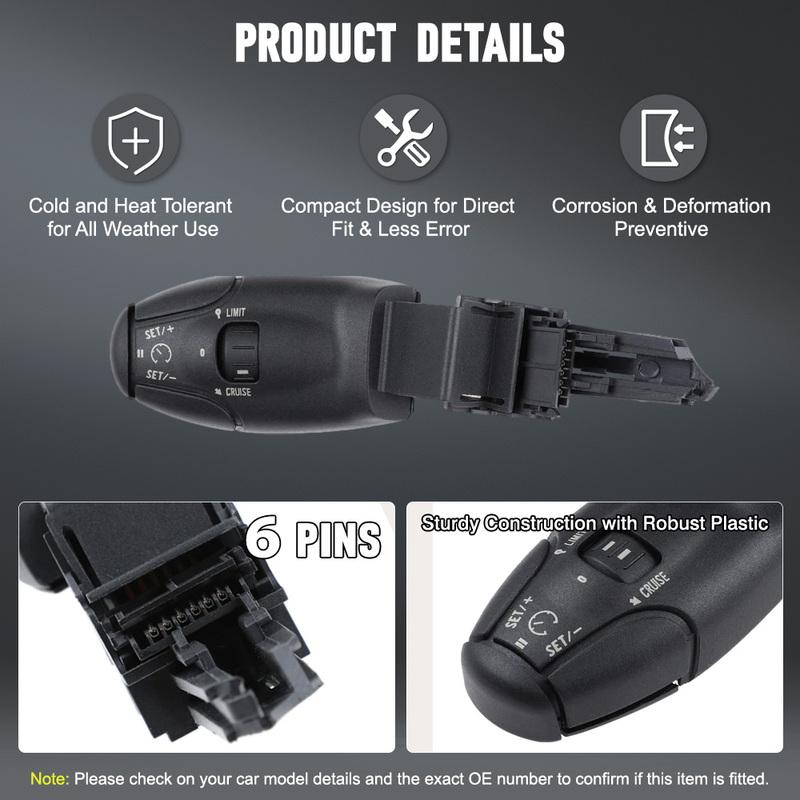 Cruise Control Stalk Switch for Citroen BERLINGO C5 C6 C8 XSARA Peugeot 206 307 308 3008 406 407 607 807 PARTNER 96637157XT