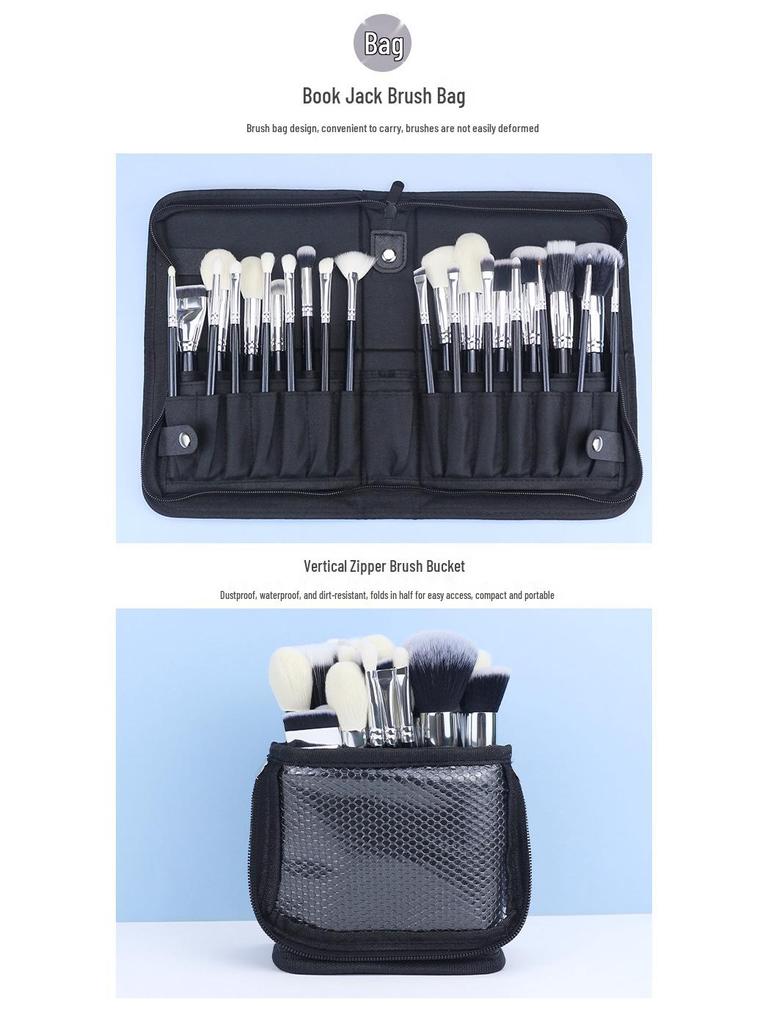 Luxury 25-Piece Professional Makeup Brush Set with Animal Hair for Makeup Artists