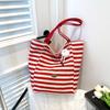 Striped Canvas Bag New Tote Leisure Bag Shoulder Large Capacity Shopping Bag Tote Bag
