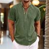 Sommer Herren Übergröße Einfarbig Henry Kragen Kurzarmhemd Pullover Shaping Einfaches Hemd