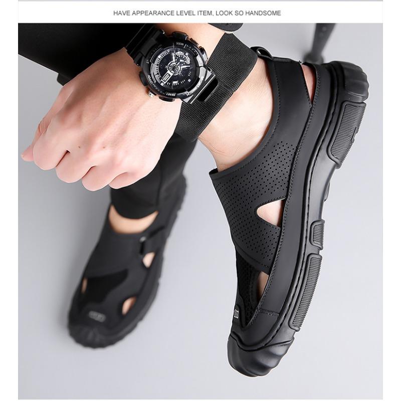 Fashion Summer Fashion New Soft Leather Platform Men's Sandals Designer Casual Beach Male Shoes Mesh Surface Soft Sole Male Sneakers