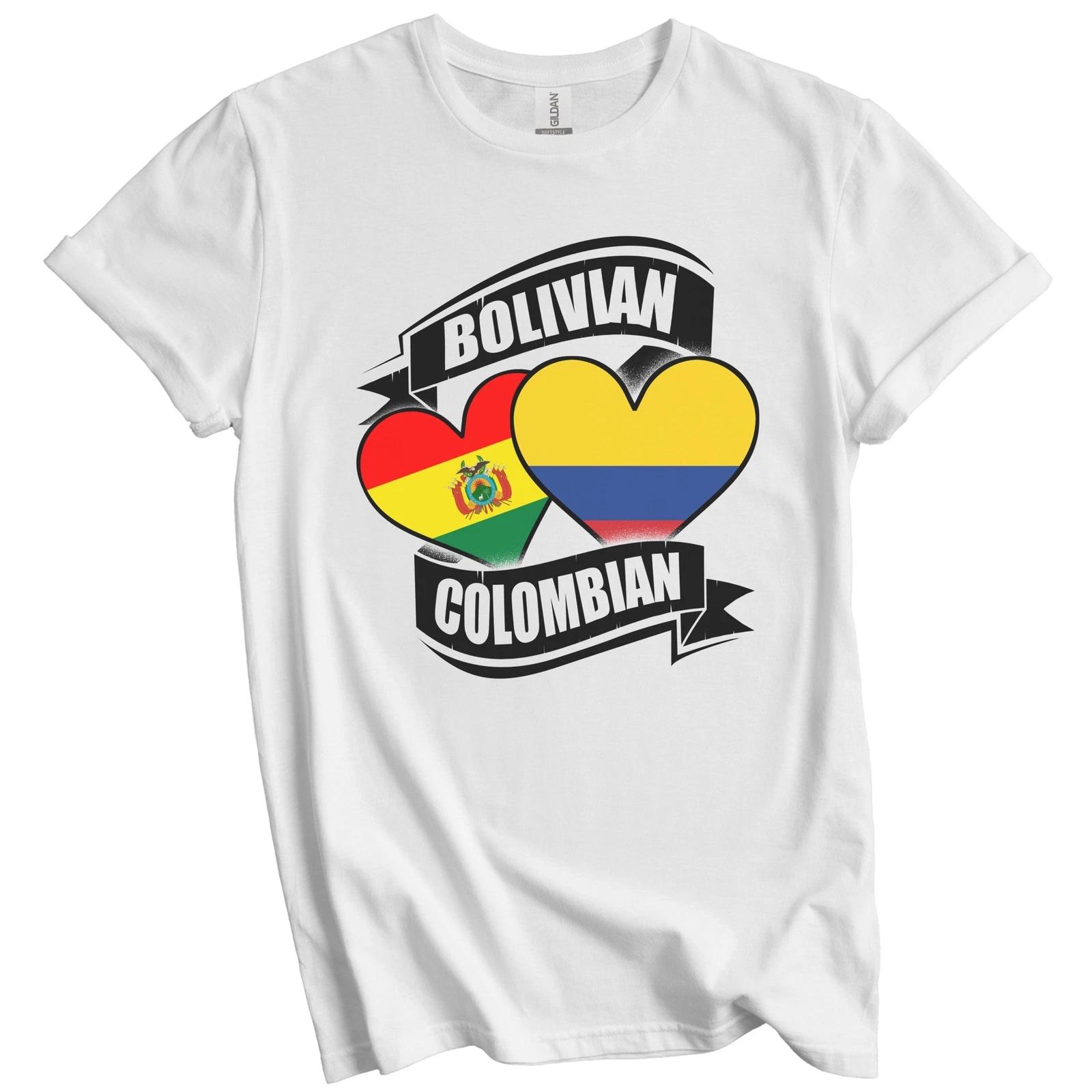 Bolivian Colombian Hearts Bolivia Colombia Flags T-Shirt XL