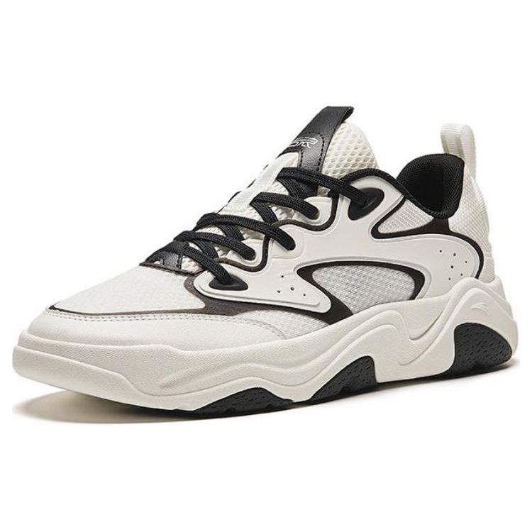 Anta Fashion Versatile Shock Absorbing Wear Resistant Low Top Casual Shoes Men Sneaker White Black 112428854-1