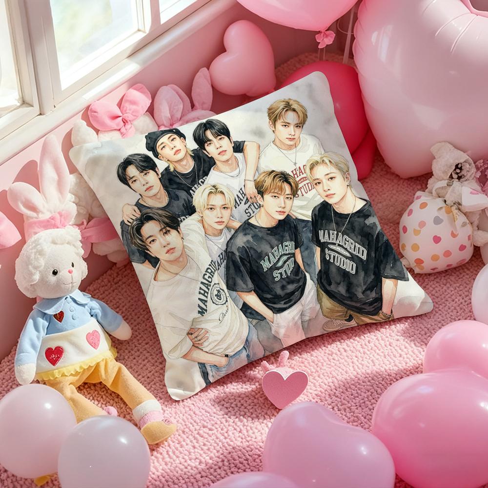 Kpop SSSStray KidsSS Cushion Cover Pattern Printed Pillowcase for Living Room Sofa Cushion Cover Bedroom Decor