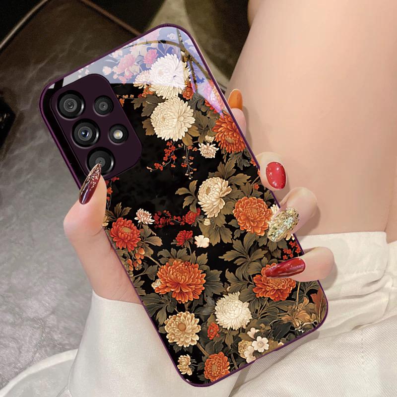 

Oil Painting Flowers For Samsung Galaxy S10 4G S20 11E 30 S21 21Fe 22 S24 Pro S23 Ultra 5G S8 S9 Tempered Glass Phone Case For Samsung S9