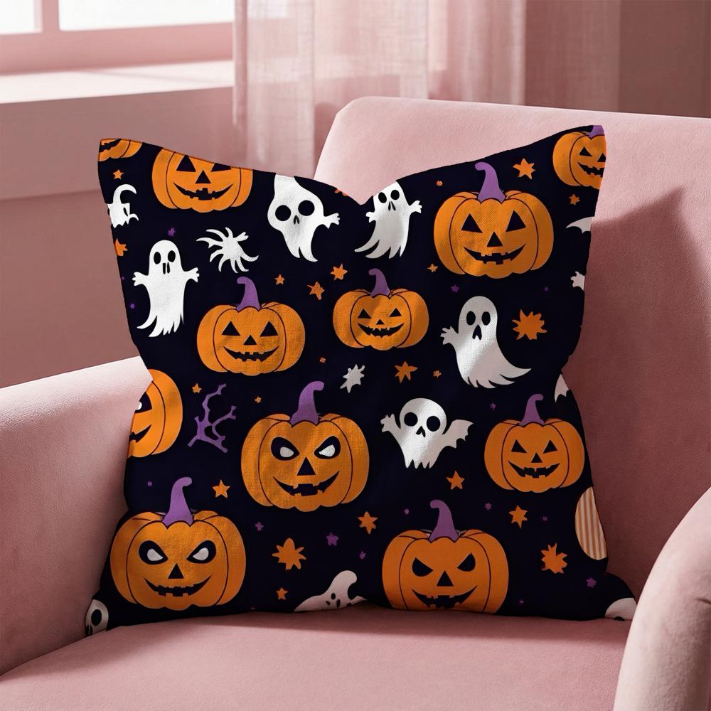 Cute Halloween scary pumpkin Cushion Cover Multi-Scene Pillow Cover for Home & Car - Reversible, Soft & Durable for Daily Use