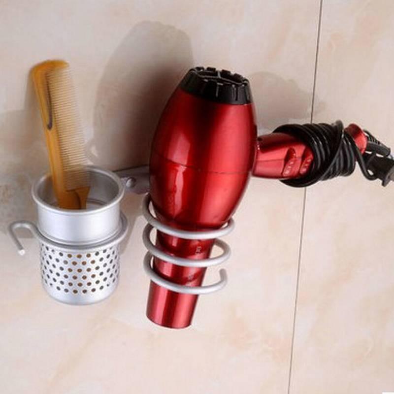 Hair Spiral Blow Dryer Stand Flat Holder Wall Mounted Hang Organizer Supplies