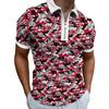 Zip-up Short-sleeve Polo Shirt, Stylish Camo, Casual and Versatile for Daily Wear.