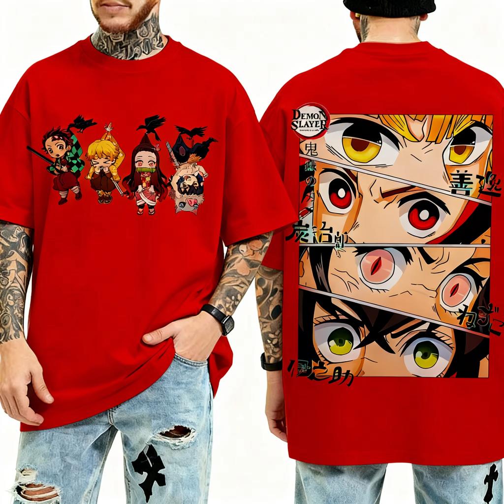 Summer New Arrivals Demon Slayer Anime Peripheral Clothes Classic Comic TShirt Short Sleeve Crew Neck Mens and Womens Couples