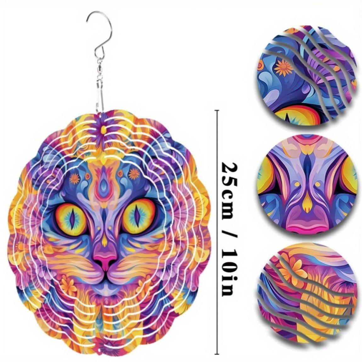 

Яркий 10-дюймовый подвесной колокольчик с кошкой, с крючком 360 градусов, красочной художественной металлической отделкой, садовый декор, подарок для всех сезонов 01A