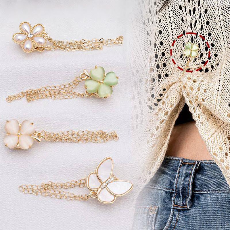 2Pcs Multi-Function Magnetic Clothing Clip With Chain Metal Buttons Clip Clothes Scarf Trouser Legs Cuff Fixing Magnet Pin