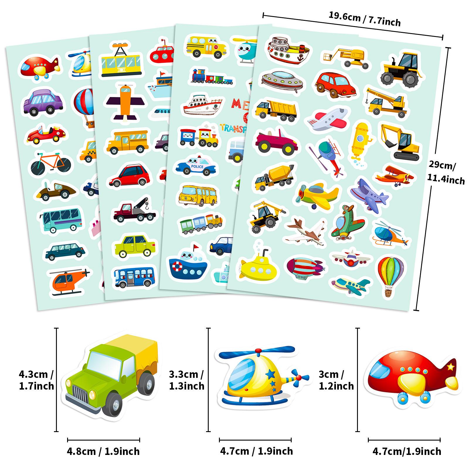 

100 Stickers Of Various Transportation Vehicles Diy Cartoon Kindergarten Identification Objects Transportation Stickers 4 Sheets/Bag