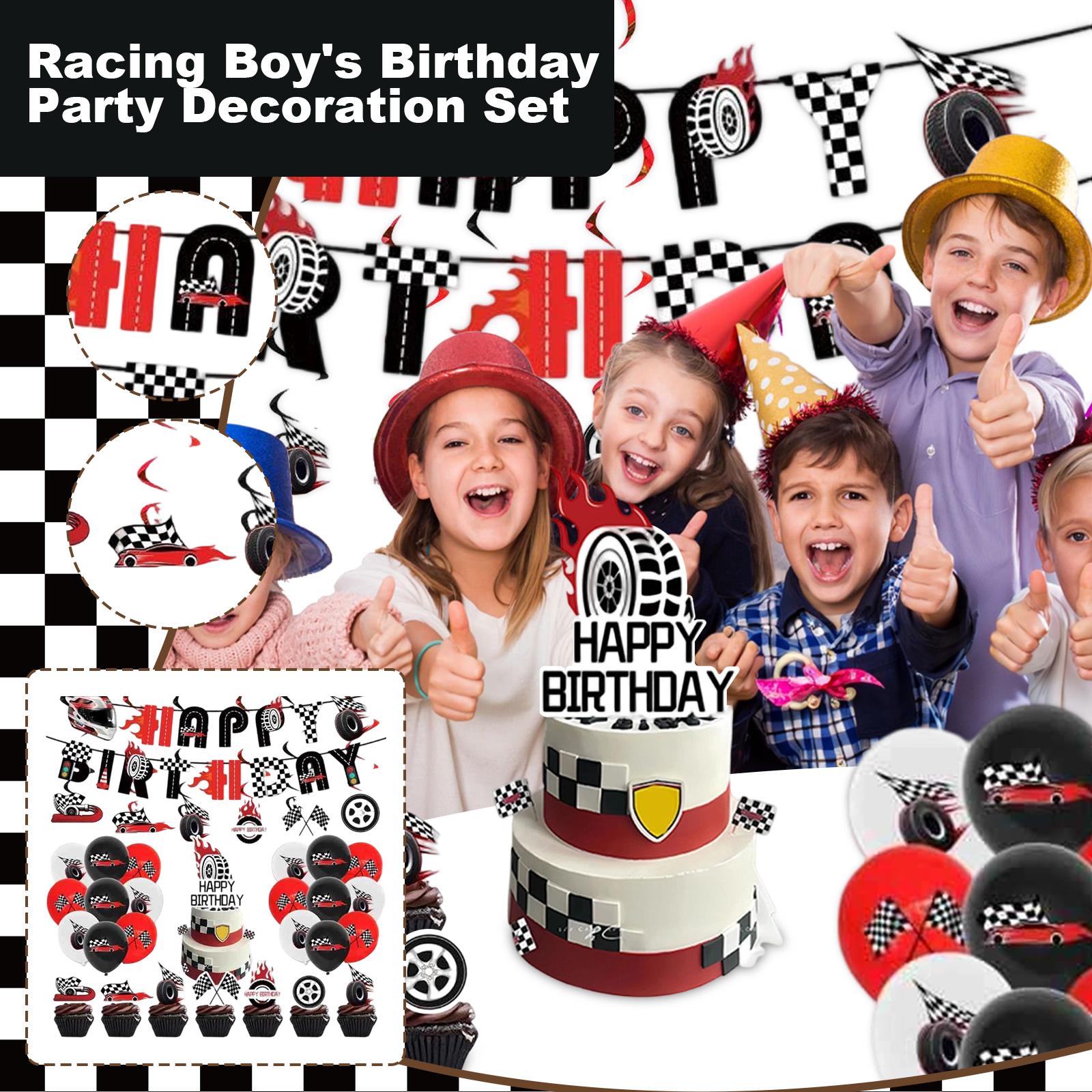 

Racing Black And Checkered Party Supplies Boy Theme Birthday Decoration Tablecloth Banner Venue Layout One Size