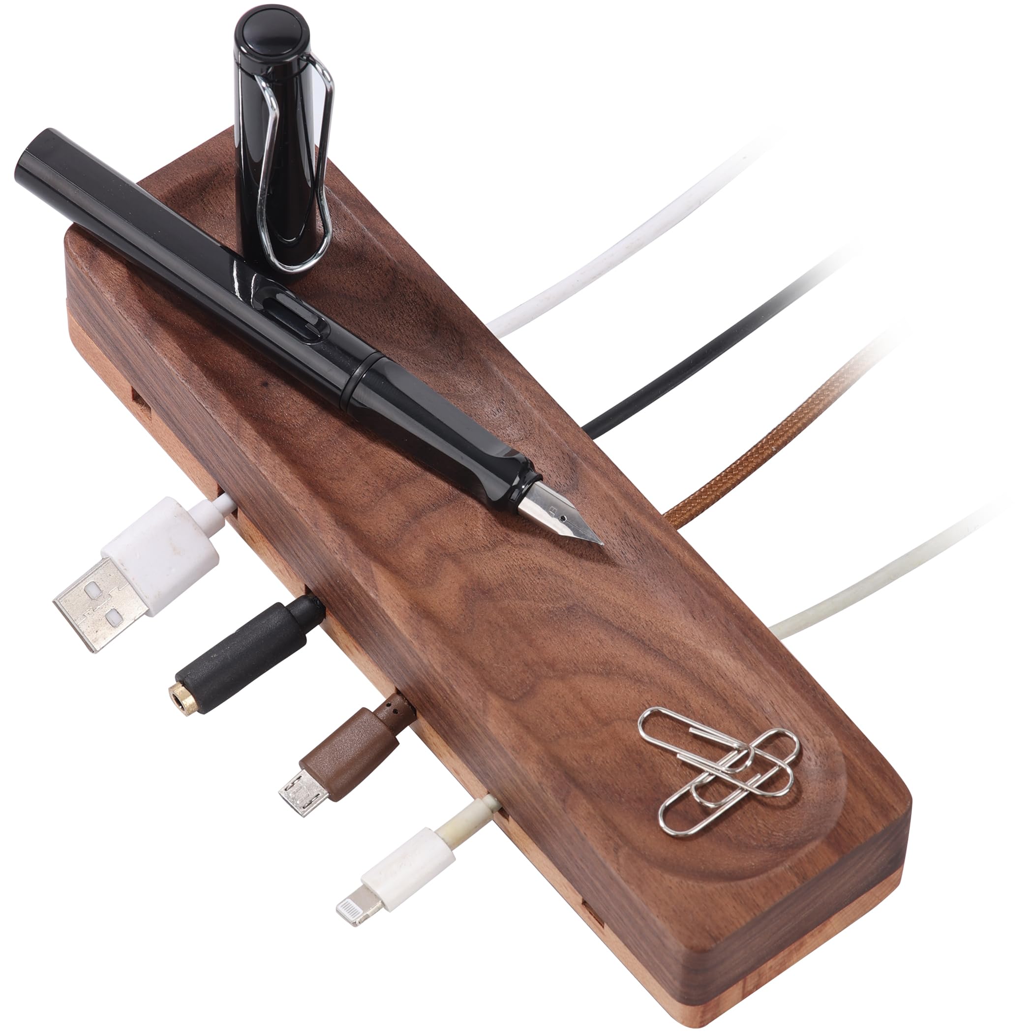 

SEEDWAVE Wooden Cable Magnetic Cable Clip with 6 Ideal for Desks and Tabletops for Organizing and Storing and HDMI Cables Holder, Holes, USB, USB-C,