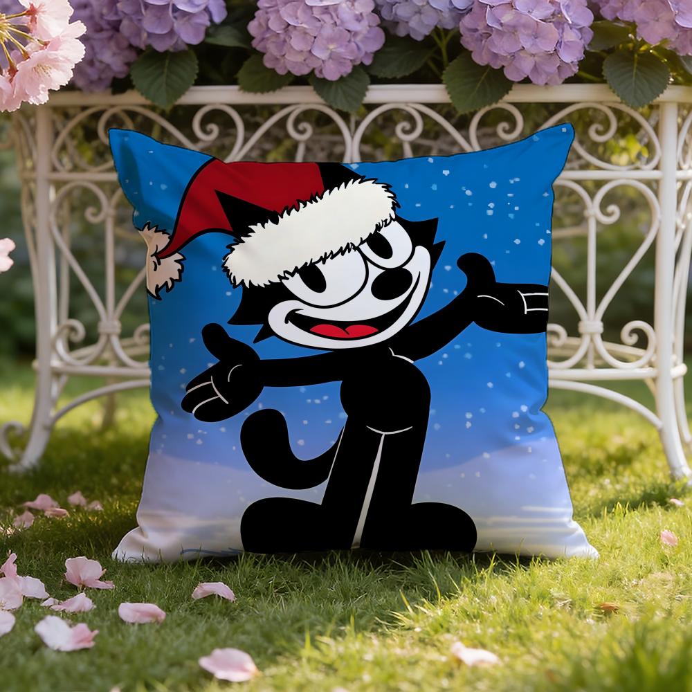 Cartoon F-Felix the Cat Cushion Cover Home & Car Dual-Scene Pillow Cover: Reversible for Premium Comfort