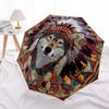 1 PC Automatic Folding Umbrella - Wolf Pattern, Portable & Foldable Design with 8 Ribs, Christmas Birthday Gifts