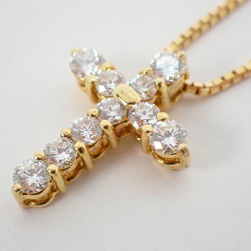 [Pre-owned] TASAKI / 18K Yellow Gold / Diamond / Cross / Pendant / j79-2