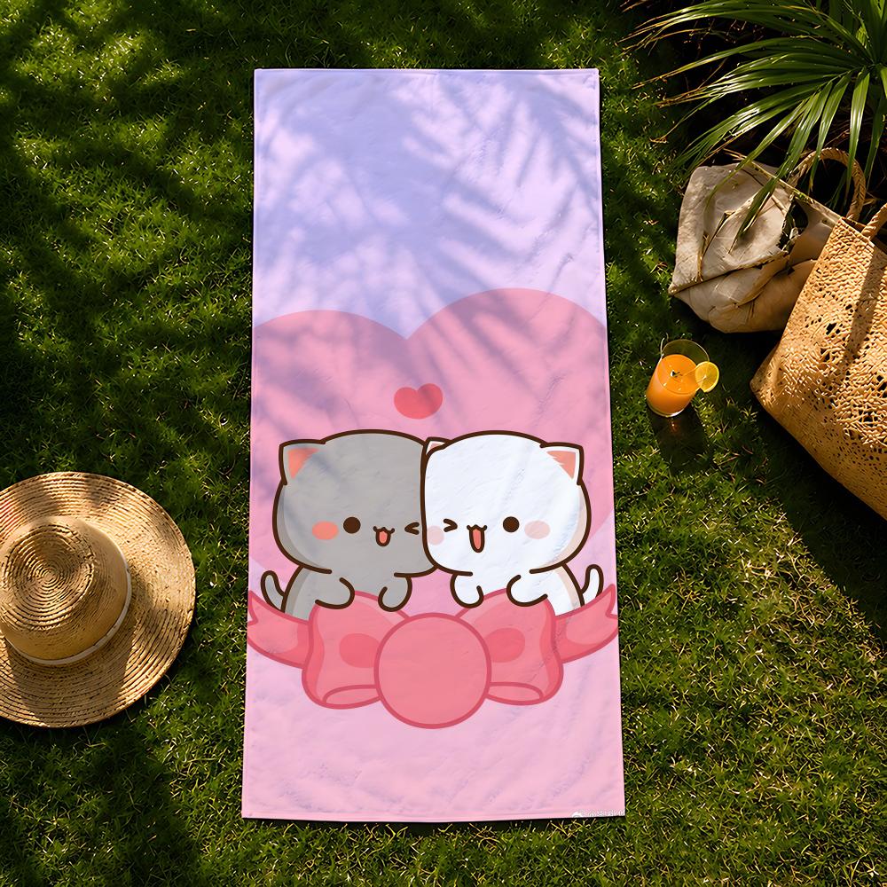 Character P-Peach C-Cat Towel Beach Towel, Quick Drying Absorbent Bath Towel For Swim,Gym,Camping,Outdoor Hot