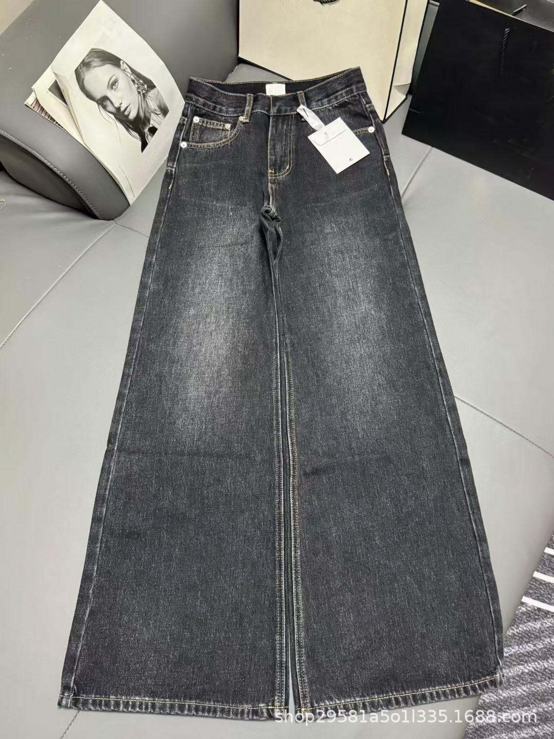 

Nanyou Women s High-Waisted Wide-Leg Jeans - Full Print, Autumn/Winter Collection, Visually Taller and Versatile. Large чорний