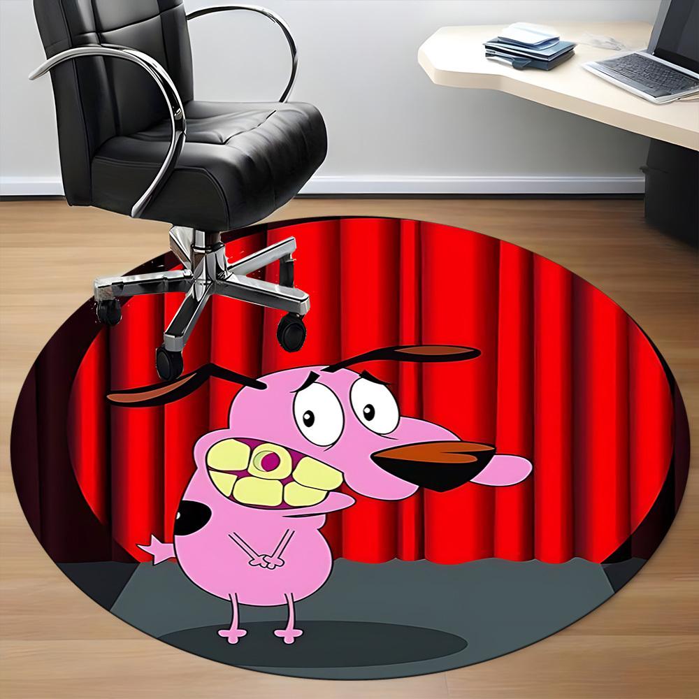 1pc Courage the Cowardly Dog Office Round Area Rug, Under Office Chairs Bedroom Living Room Home Decor, Room Decoa1016086