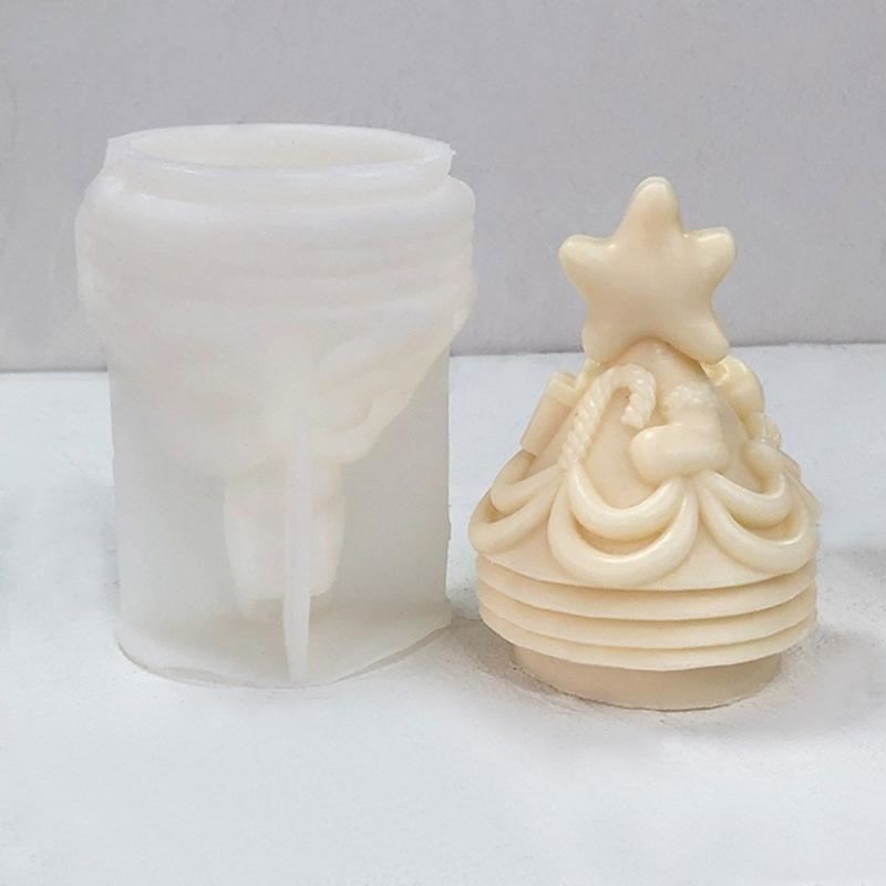 Christmas Tree Shaped Silicone Molds for Candle Soap Plaster Decoration, Fondant Silicone Molds for Chocolate Cake