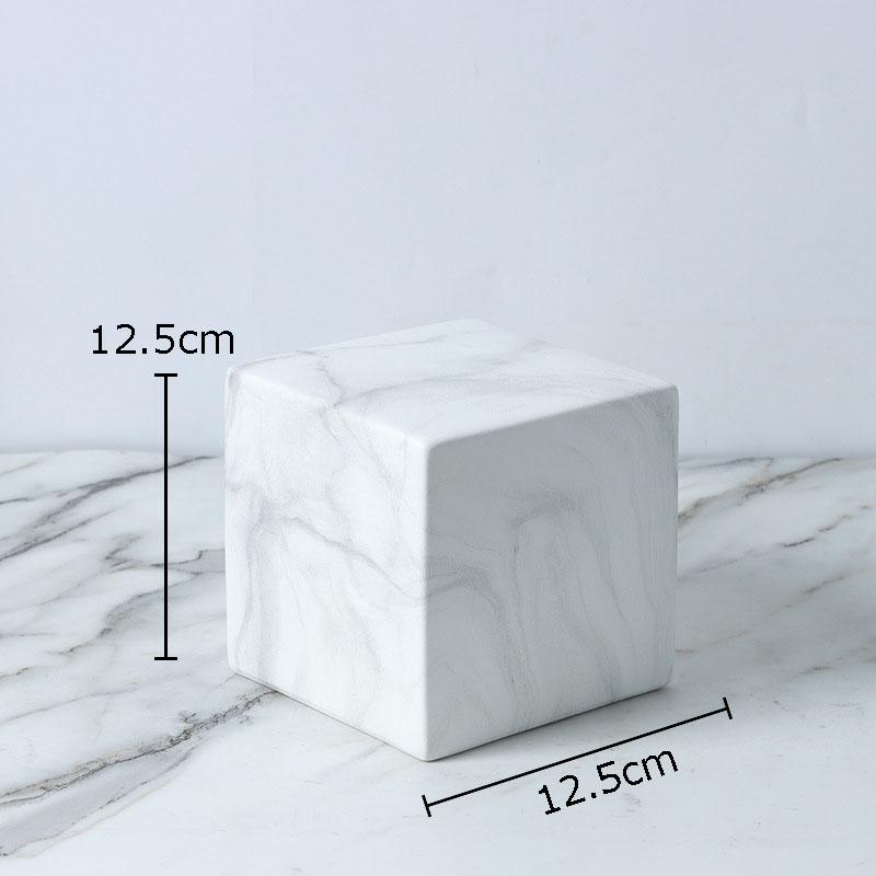 Minimalism Geometry Cube Round Statue Artwork Ornaments Desk Decoration Cube Sculpture Ceramic Crafts Room Aesthetic Decor