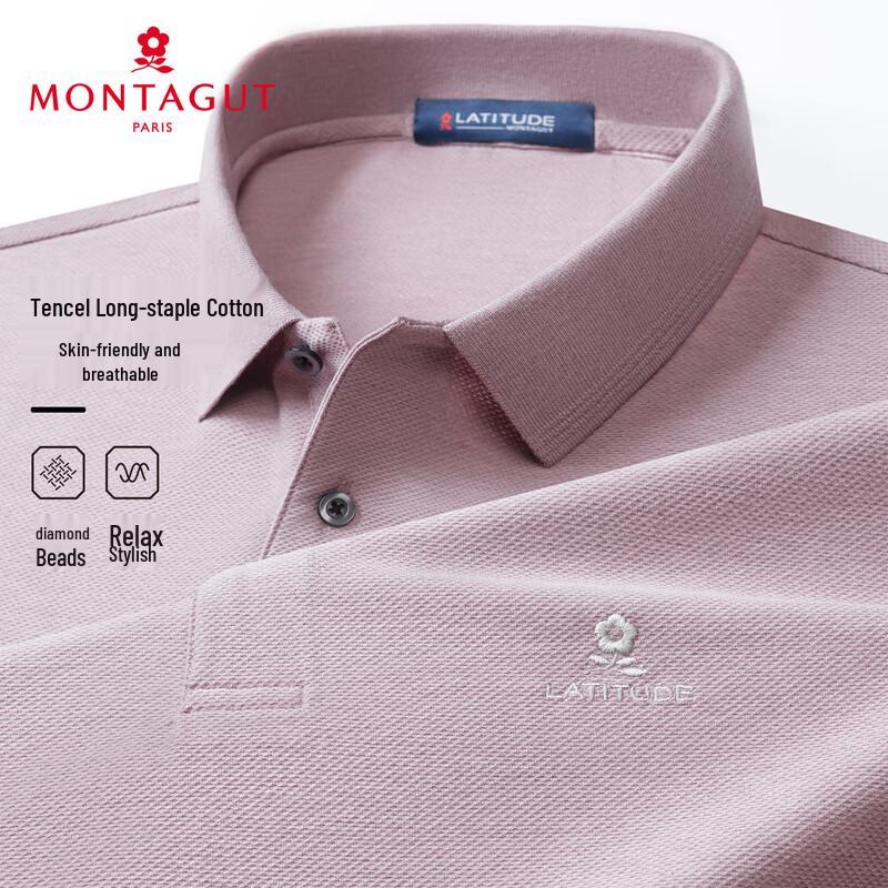MONTAGUT Men s Tencel Blend Short Sleeve Polo Shirt M