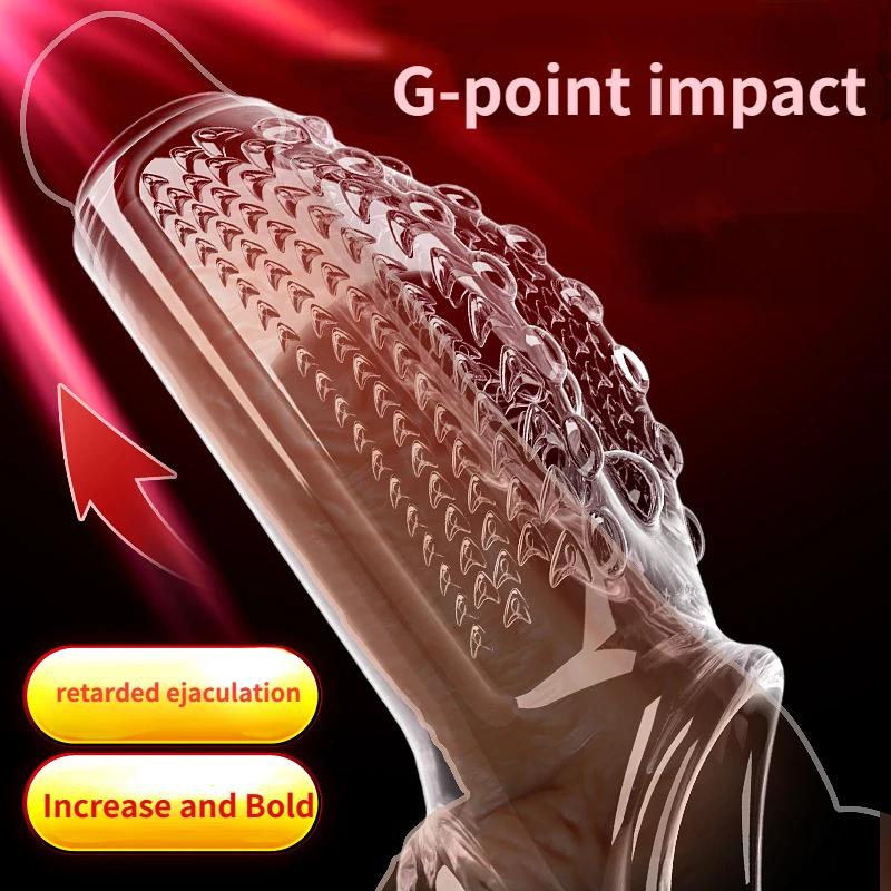 Penis Enlargement Sleeve Thickened Cock Ring Penis Extended Delay Time Sex Toys Lock Semen Adult Sex Products Penis Extension