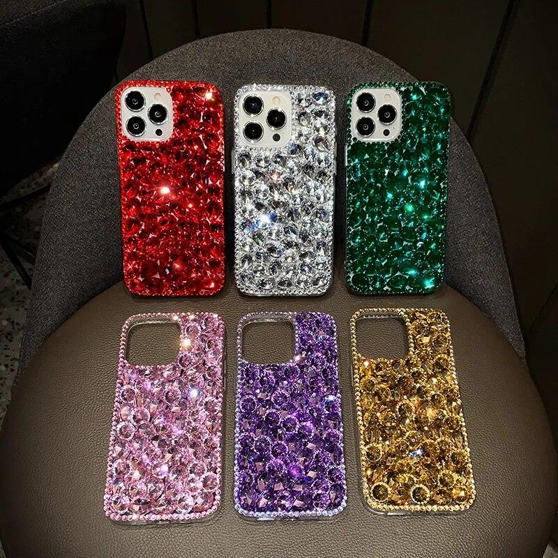 Luxury Diamond ShockProof Silicon Phone Case for Samsung S24Ultra S23 S22 S21 S20 Note 20Ultra A73 A54 A05s A04e A03 A15 A25 A24 A12 Protective Cover
