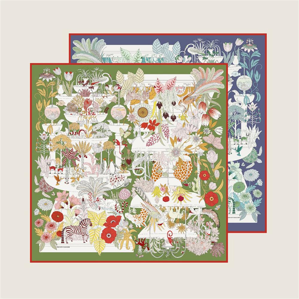 Brand Silk Scarves Animals Printed Twill Silk Scarf Women Shawls Luxury Design Hijab Fashion Square Curled Scarf Neckerchief