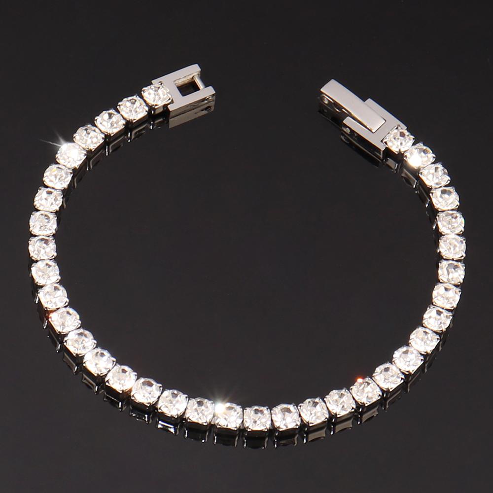 316L 4mm Stainless Steel Bracelet For Women Men's Hip Hop Tennis Chain Bracelets Luxury Color Crystal Zircon Bracelet Jewelry