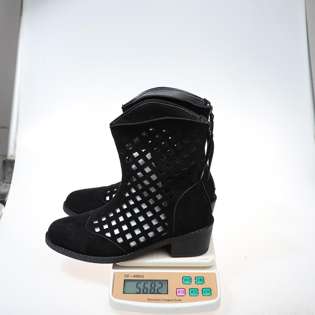 Spring and Autumn New Large Size Hollow Breathable Martin Boots Short Low Heel Sleeve Martin Boots Spot Women's Boots