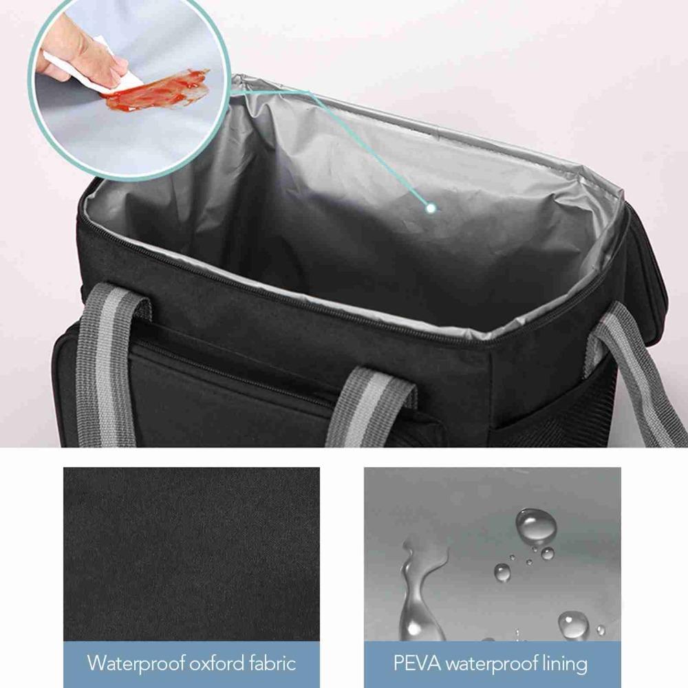 Leakproof Portable Travel Cooler Oxford Fabric Soft Cooler Tote Durable Lunch Bag Box  BBQ чёрный
