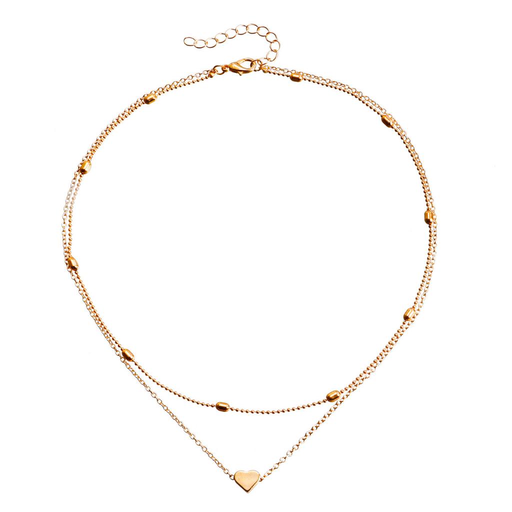 Europe, America, simple peach heart multi-layer necklace women, personalized creative accessories pendant collarbone chain