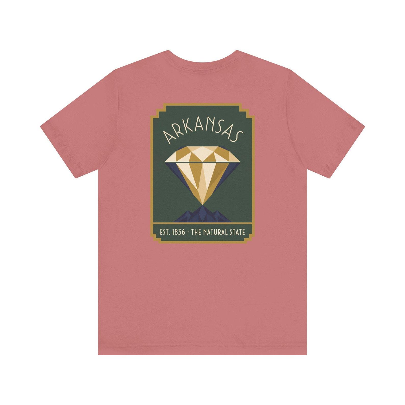 Arkansas Diamond Art Deco T-Shirt | Retro State Gem Graphic Tee | Natural State Pride Gift 3XL