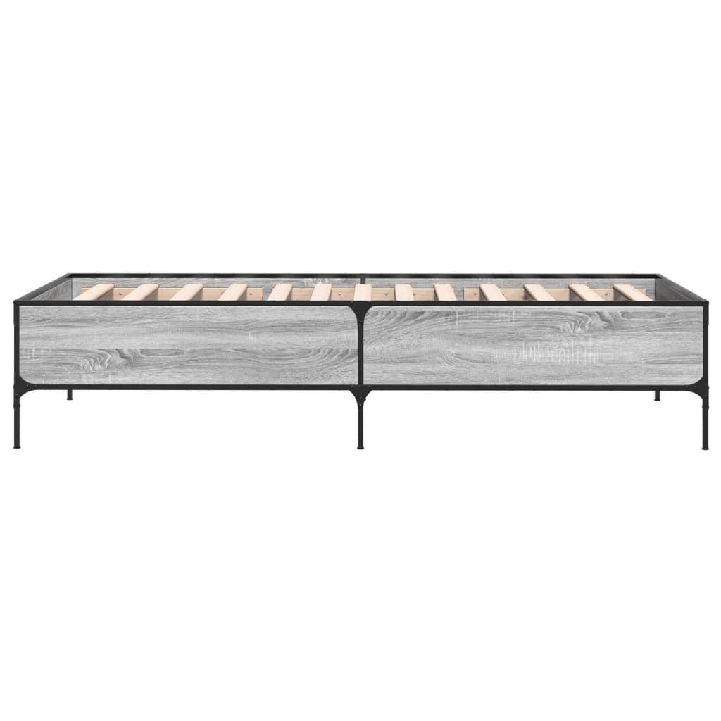 Bed Frame Grey Sonoma 75 x 190 cm Particleboard and Metal