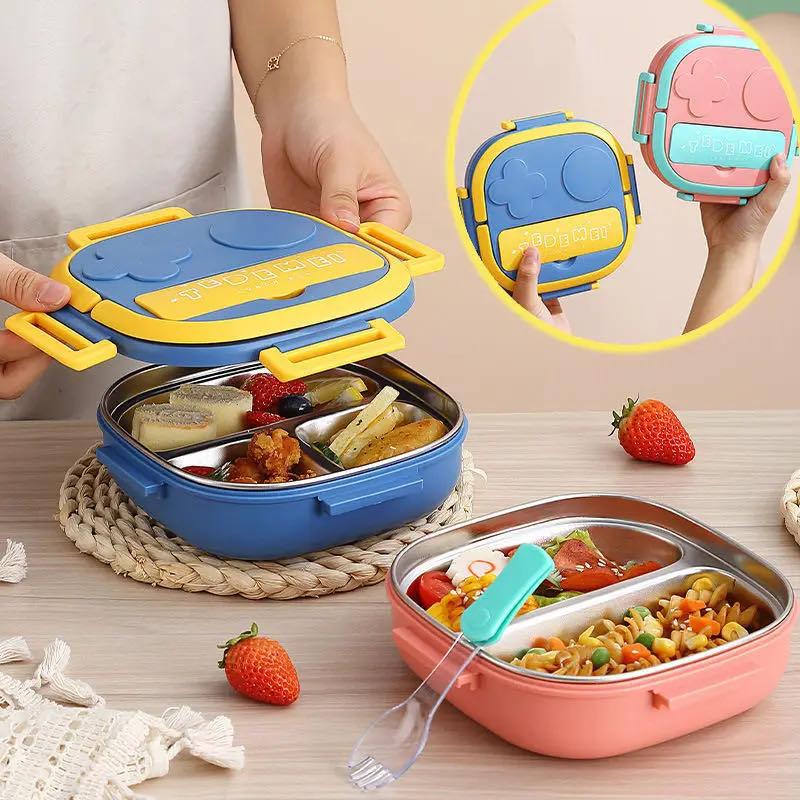 Heating Stainless Steel Lunch Box Portable Grids Bento Box Healthy Food Storage Containers For Student School Office Meal Boxes