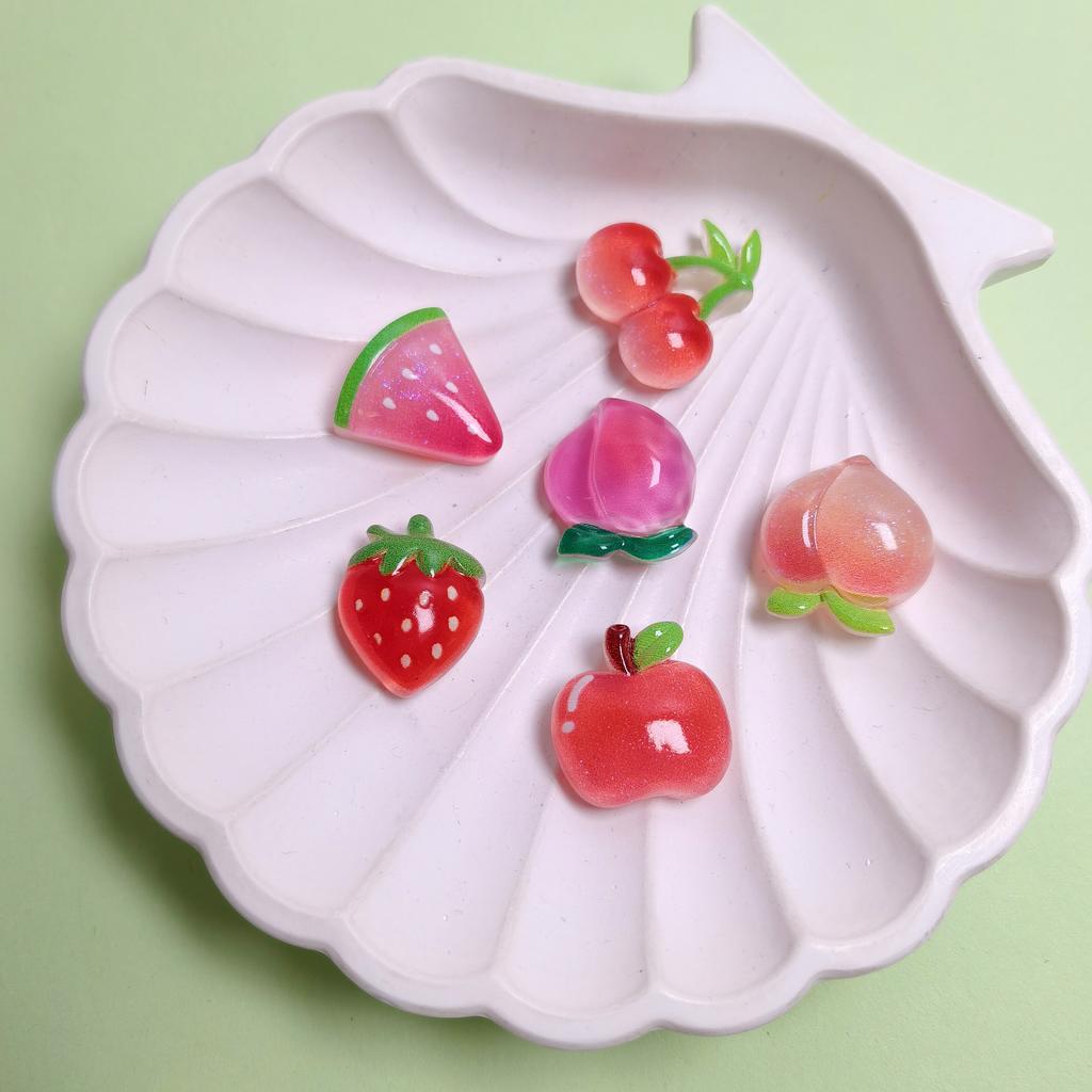 100PCS Mixed Fruit Series Miniature Flat Back Resin Cabochons for Hairpin Scrapbooking DIY Home Decor Craft Accessories