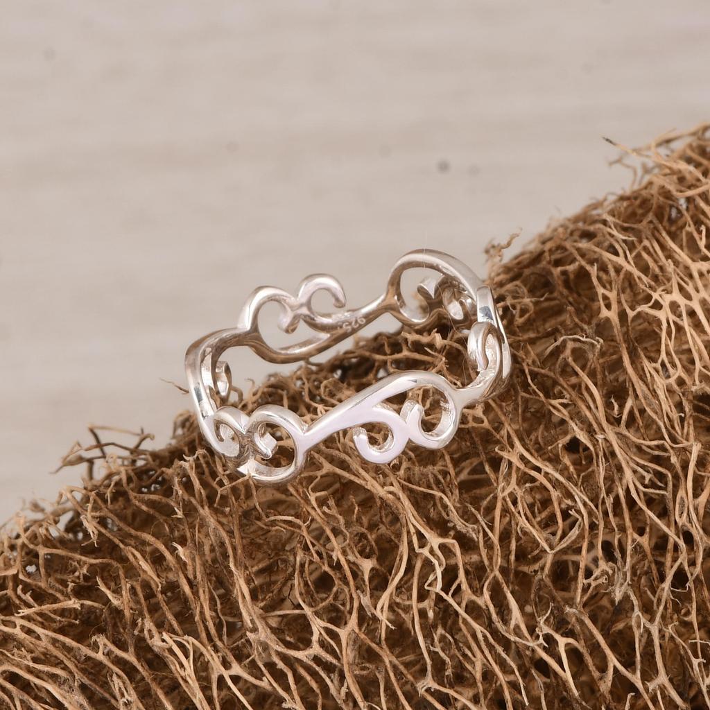Sterling Silver Filigree Scroll Ring | Handmade 925 Silver Openwork Band | Minimalist Vintage Silver Ring | Everyday Silver Jewelry
