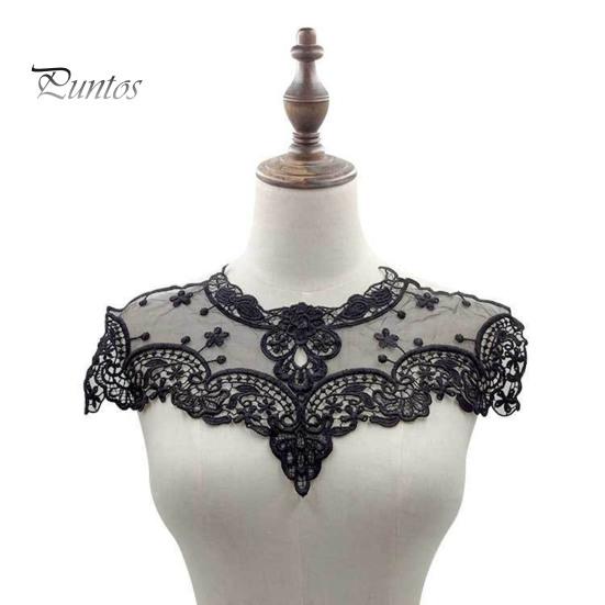 Lace Embroidered Fake Collar Hollow See-through Lace Flower Pattern False Collar Lace Embellished Clothing Accessory