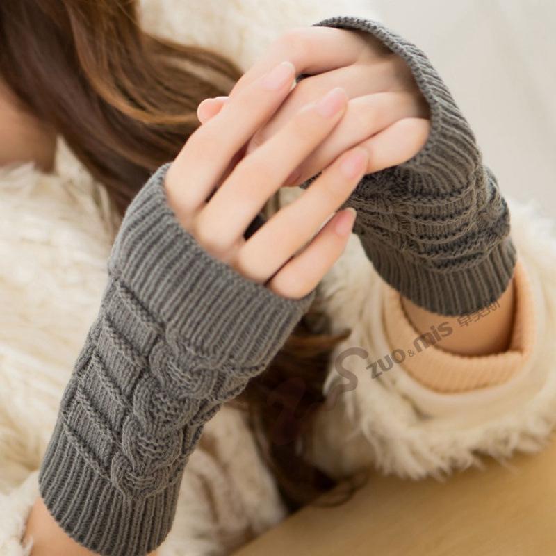

New Warm Knitted Fingerless Gloves - Autumn Winter Korean Sports Style with Double Twist Design