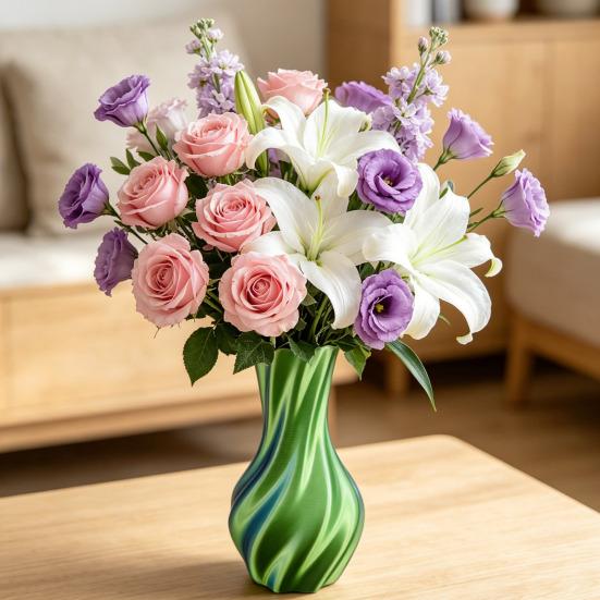 3D Printed Vase Decorative Spiral Flower Vase Modern Twisted Vase for Living Room, Shelf, Wedding & Dining Table Centerpiece, Farmhouse Home