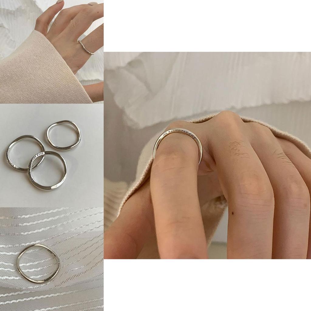 Korean Versatile Style Geometric Wave Letter Ring For Women Chic Copper Fashion Statement