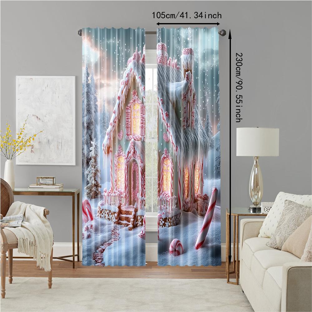 Set Of 2 Versatile Polyester Transparent Curtains Home Decoration Pink Gingerbread House Use Bedrooms Living Rooms Made Great Room Window Treatment