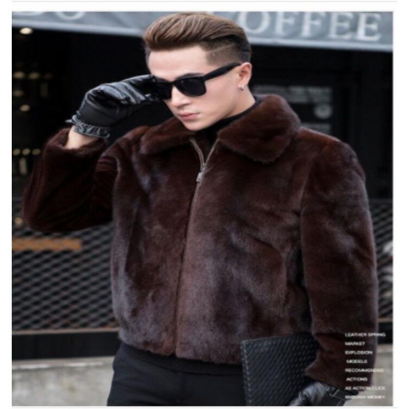 Men's top imitation mink hair imitation fur jacket thickened large size imitation fur velvet autumn and winter wear