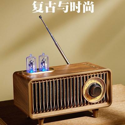 Retro Bluetooth Radio Speaker with Light Design Portable Mini Bass Music Player TF/USB
