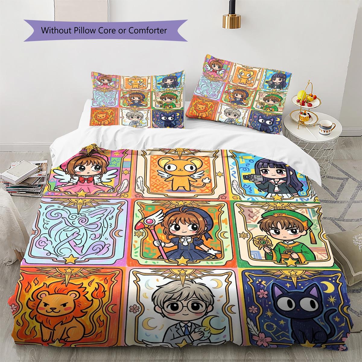 

Cardcaptor Sakura Pattern Bedding Quilt Set Quilt Cover Pillowcase Home Decoration Birthday Gift (1 * duvet cover + 2 * pillowcase, without core) 135x200cm