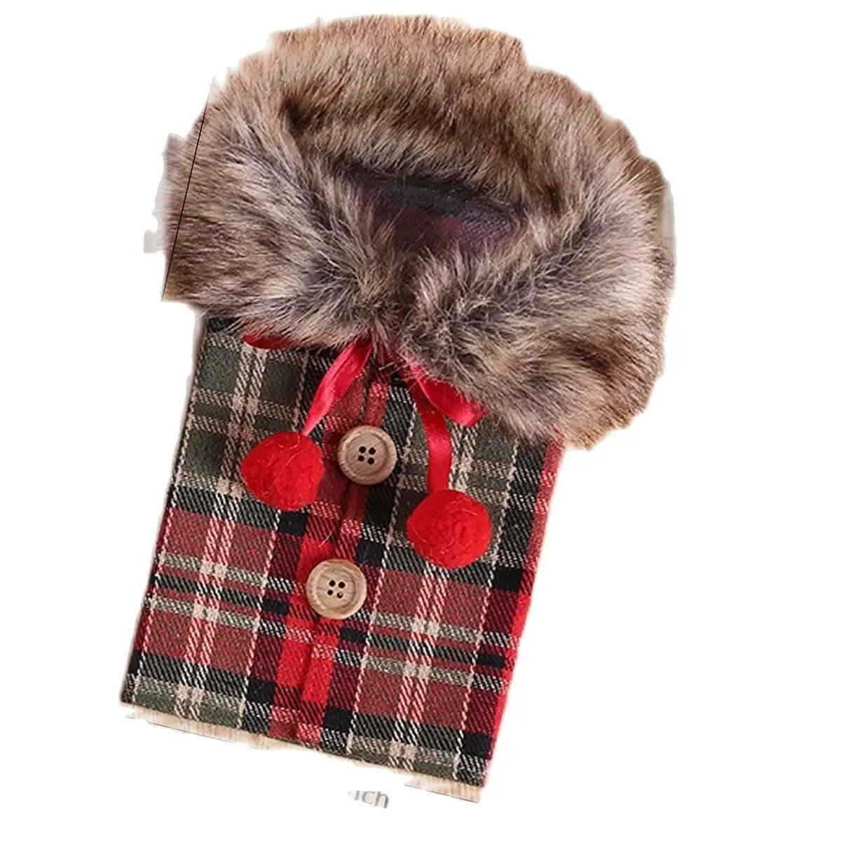 

1pc, Christmas Ornament European Wine Sleeve Holiday Decoration Props Bow Linen Collar Red Wine Bottle Sleeve, Home Decor