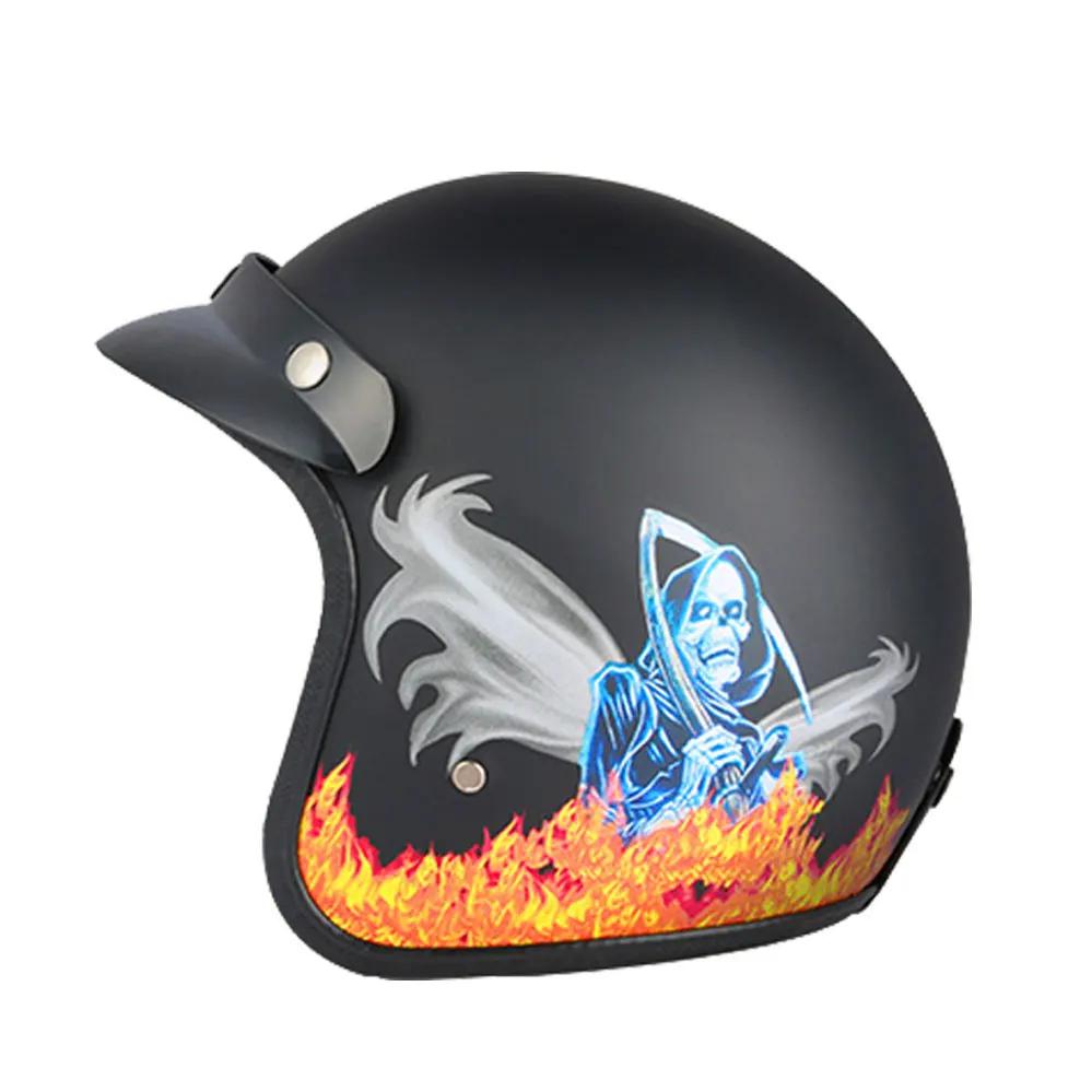 Retro Otwarty Kask Motocyklowy 3/4 Motorower Moto Motocross Vintage casco Cafe Racer Mężczyźni Kobiety Zatwierdzony przez DOT Kask Capacetes
