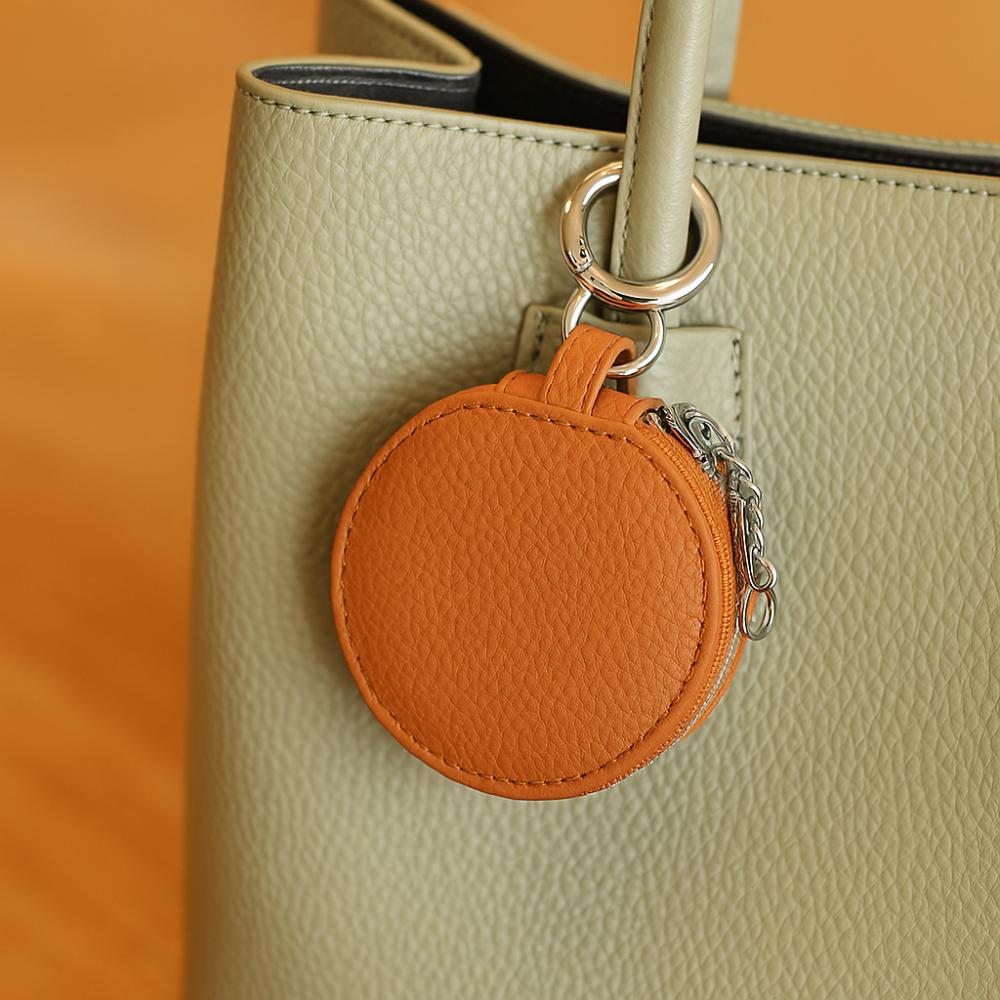 Zipper Round Wallet with Mirror Lipstick Storage Bag Mini Earphone Bag Outdoor